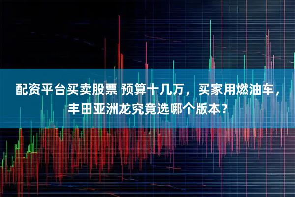 配资平台买卖股票 预算十几万,买家用燃油车,丰田亚洲龙究竟选哪个版本?